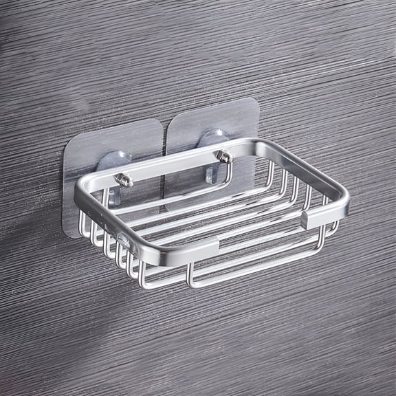 RAIRSKY Metal Strong Suction Soap Dish Holder Bathroom Shower Bath Net Drain Case Tray