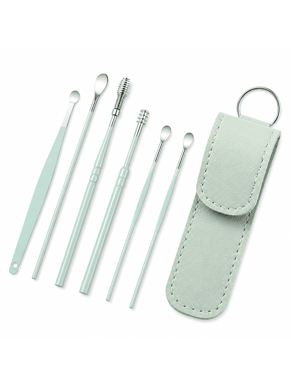 Multicolor Earwax Removal Kit, Ear Wax Removal 6-in-1 Ear Pick Tools Reusable Ear Cleaner, Steel Ear Pick Set With Keychain Box Utility