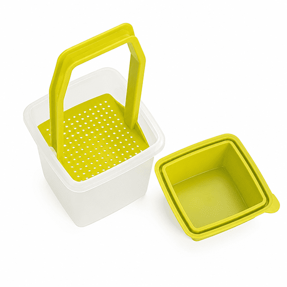 RAIRSKY Pickle Container with Strainer - BPA Free Jalapeno Container for Mess-Free Storage of Condiment Food - Pickle Holder with Easy to Open Lid Design