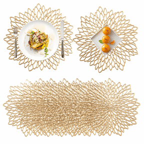 RAIRSKY Placemats 15 Inch Pressed Vinyl Round Table Mates for Dining Table Set of 8,Washable and Wipeable Kitchen Place Mat for Christmas Wedding Thanksgiving Party Dinner Table Decoration Mat