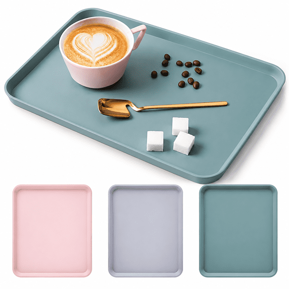 RAIRSKY Plastic Fast Food Trays Colorful Cafeteria Food Trays Rectangular Serving Trays Restaurant Lunch Meal Trays for School Party Kitchen Cafe BBQ Eating
