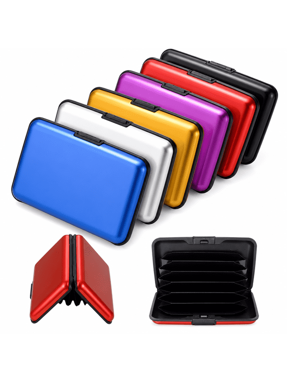 Waterproof 6 Slots RFID Blocking Credit Card Protector Aluminum ID Case Hard Shell Business Card Holder Metal Wallet for Men or Women