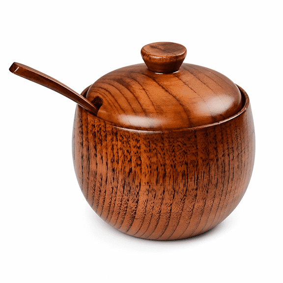 RAIRSKY Wood Salt Box,Natural Wooden Cellar Box,Sugar Bowl,Pepper Box,Seasoning Container,Storage Box with Lid,Kitchen tool