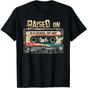 RAISED ON OLD SCHOOL HIP HOP Tshirt Cassette Graffiti Rap T-Shirt