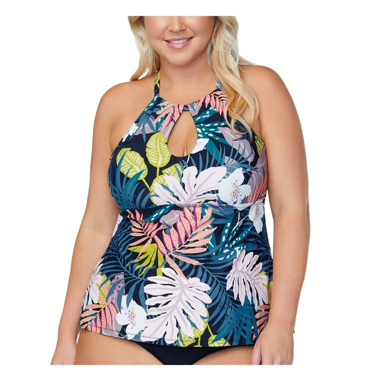 RAISINS CURVE Women s Black Floral Lined Deep V Neck Strappy
