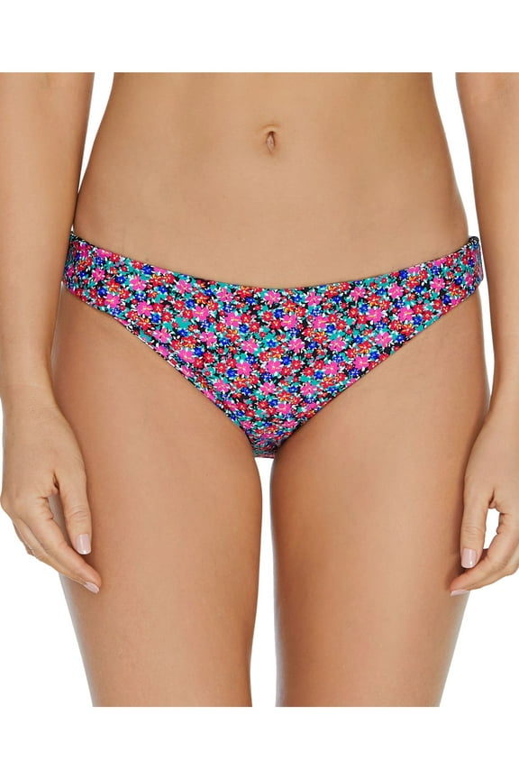 Women's Pink Floral Stretch Lined Reversible Full Coverage Sunshine Gypsy Bikini Swimsuit Bottom L