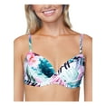 thumbnail image 1 of RAISINS Women's White Floral Stretch Push-Up Lined Molded Cup Deep V Neck Adjustable Moonshadow Swimsuit Top S, 1 of 2