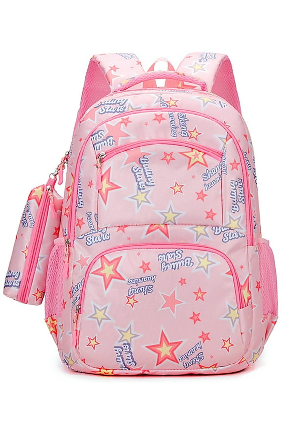 School Backpacks for Girls Schoolbag, 17-Inch Large Capacity Kids Backpacks Waterproof Bookbag for Children in Grades 3-6