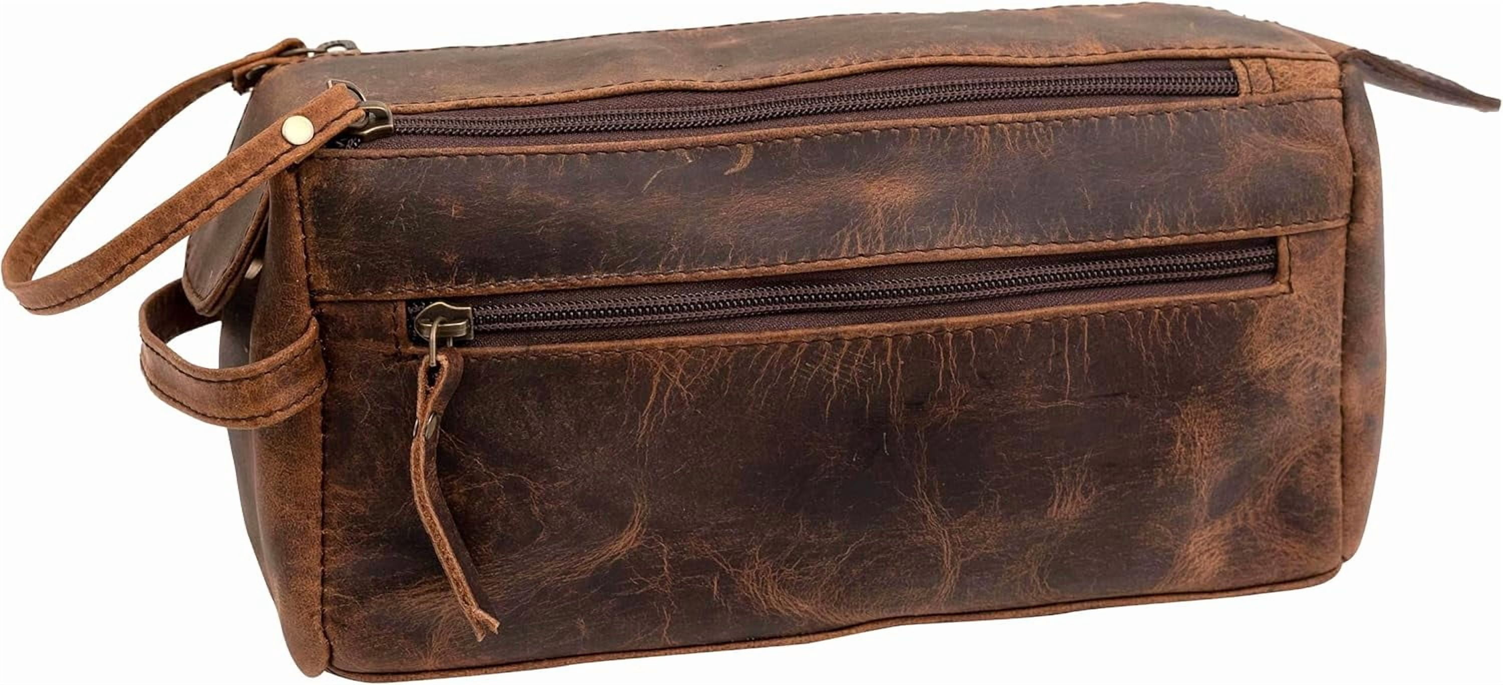 genuine buffalo leather unisex toiletry bag travel dopp kit or daily use Genuine Buffalo Leather Unisex Toiletry