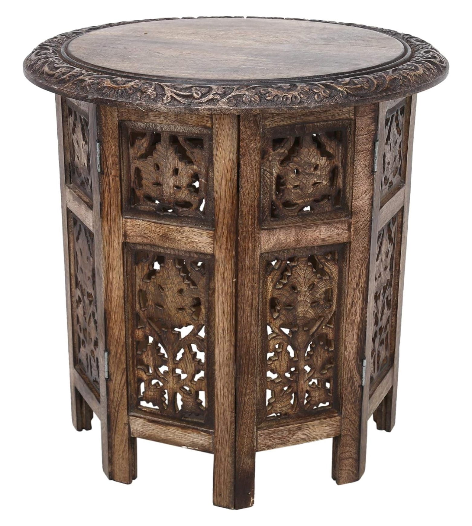 Raj Rag RAJRANG Antique Coffee Table Round Boho End Furniture Carved Room ...