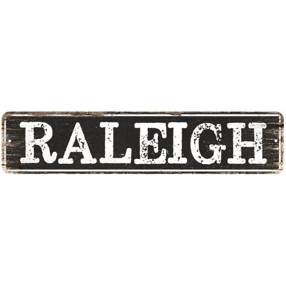 RALEIGH Gift Chic Metal Sign Home Decor Cities 4x18 204180007135