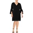 thumbnail image 1 of RALPH LAUREN $150 Womens New 1019 Black Crochet-hem Crepe Sheath Dress 6 B+B, 1 of 3