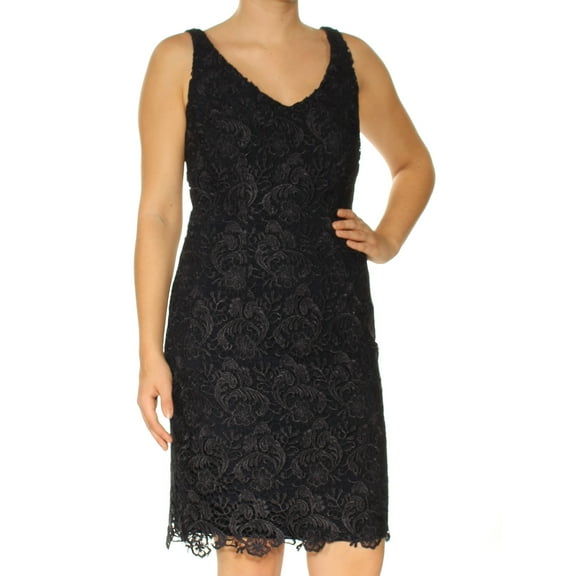 RALPH LAUREN $184 Womens New 1313 Navy Lace Sheath Dress 4 B B