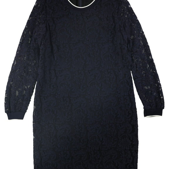 Ralph Lauren Womens Stripe Trim Lace Mini Dress, Blue, 10