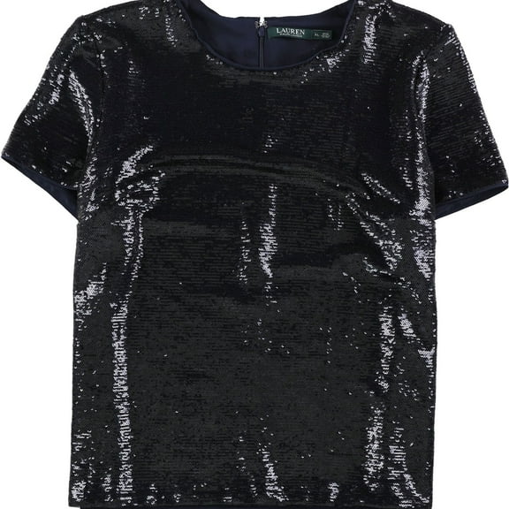 Ralph Lauren Womens Sequins Embellished T-Shirt, Blue, X-Large