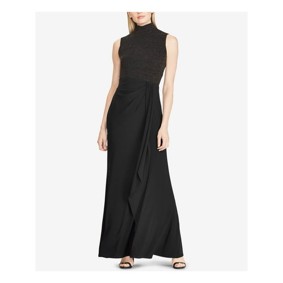 RALPH LAUREN $210 Womens New 1622 Black Sleeveless Turtle Neck Maxi Dress 14 B+B