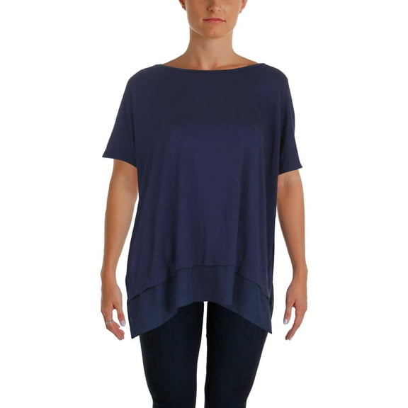 RALPH LAUREN $59 Womens New 1280 Navy Jewel Neck Short Sleeve Casual Top XL B+B