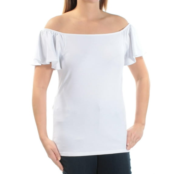 RALPH LAUREN $59 Womens New 1518 White Off Shoulder Top XL B+B