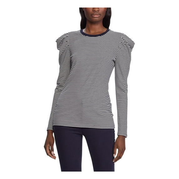 RALPH LAUREN $59 Womens New Navy Striped Crew Neck Long Sleeve Casual Top L B+B