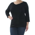 thumbnail image 1 of RALPH LAUREN $69 Womens New 1074 Black Embellished 3/4 Sleeve Top XL B+B, 1 of 2