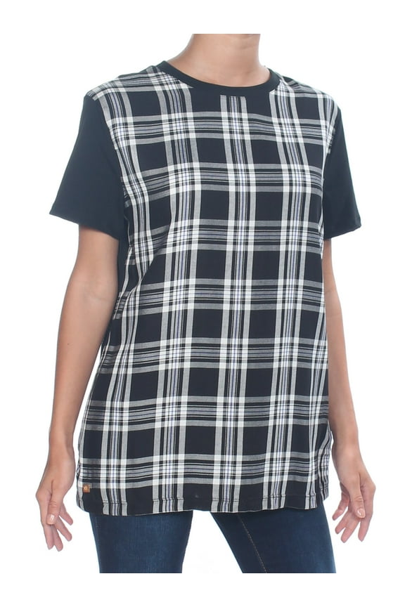 $79 Womens New 1088 Black Plaid Casual Top S B+B