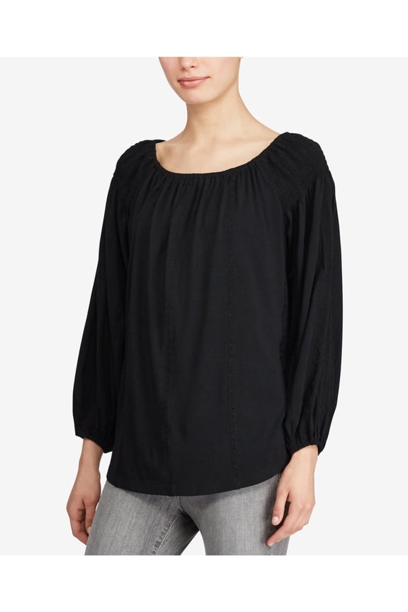 $80 Womens New 1121 Black Scoop Neck Tunic Casual Top S B+B