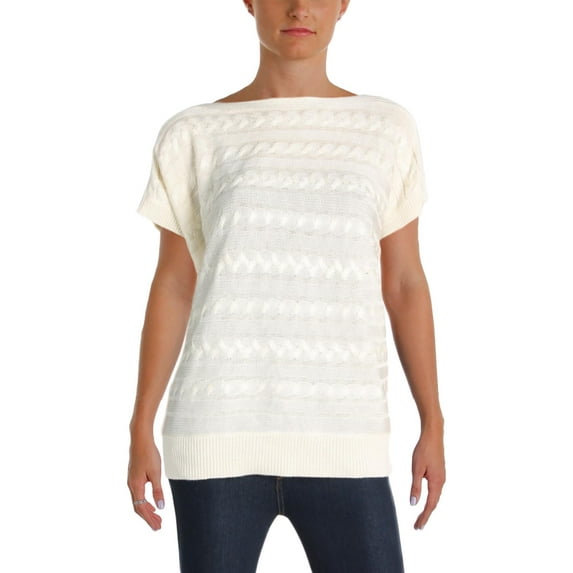 Lauren Ralph Lauren Womens Cable Knit Relaxed Fit Pullover Sweater Herbal Milk L