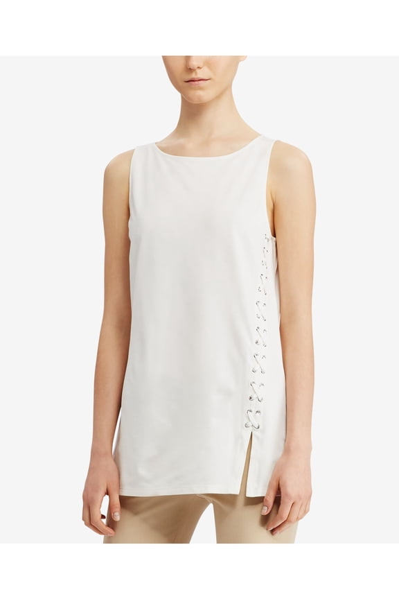 RALPH LAUREN $89 Womens New 1897 Ivory Jewel Neck Sleeveless Casual Top L B+B