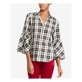 thumbnail image 1 of RALPH LAUREN $90 Womens New 1261 Black Plaid Collared Button Up Top XS B+B, 1 of 5