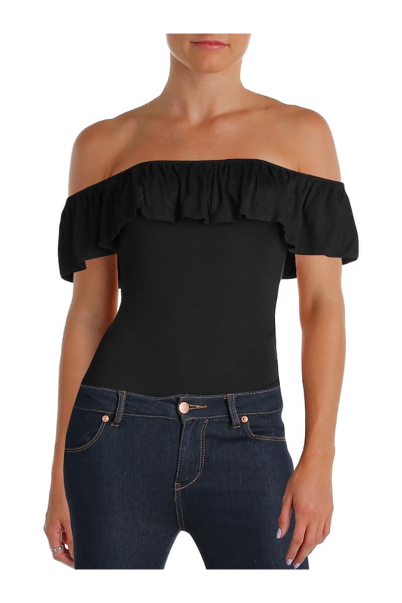 DENIM & SUPPLY $80 Womens 1175 Black Off Shoulder Body Suit Top L
