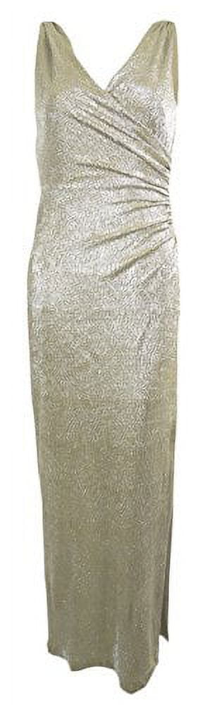 white and gold backless prom dress Gold Satin Long Backless Prom Dress, A-Line Spaghetti Strap Evening Pa main image 1