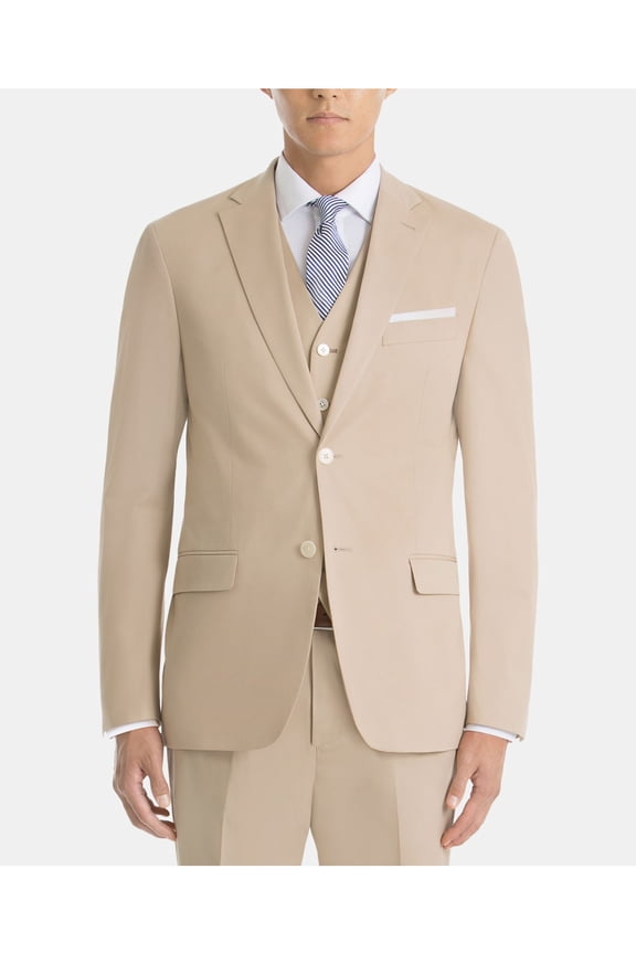 Mens Beige Single Breasted, Regular Fit Sport Coat 38R
