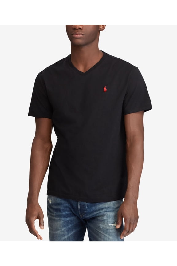 RALPH LAUREN Mens Black Logo Graphic Short Sleeve Classic Fit T-Shirt S