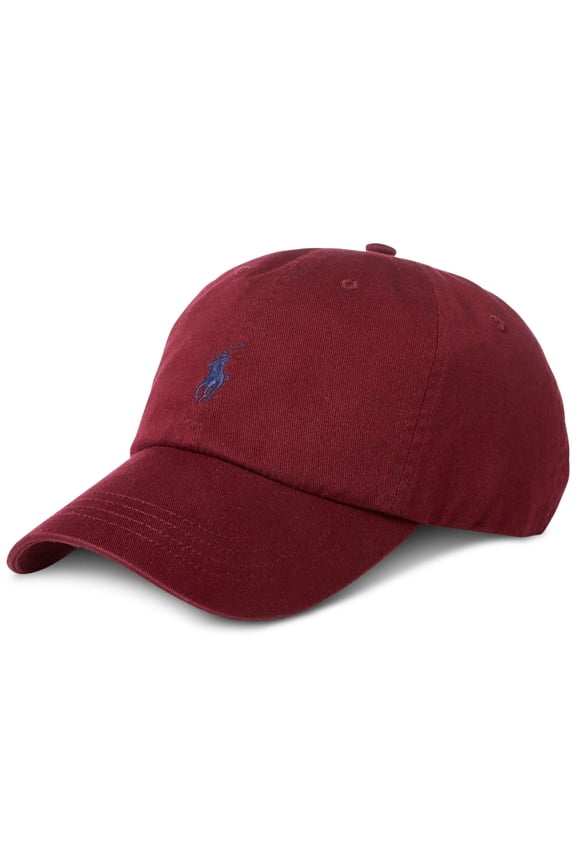 Mens Burgundy Logo Cotton Strapback Adjustable Embroidered Baseball Ball Cap Hat