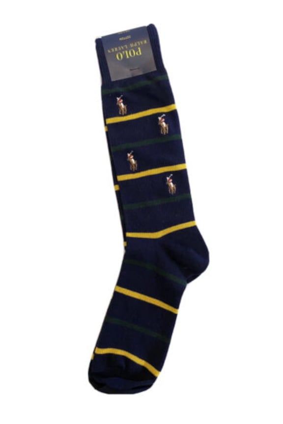 Mens Navy Embroidered Pony Logo Dress Crew Socks 6-12.5