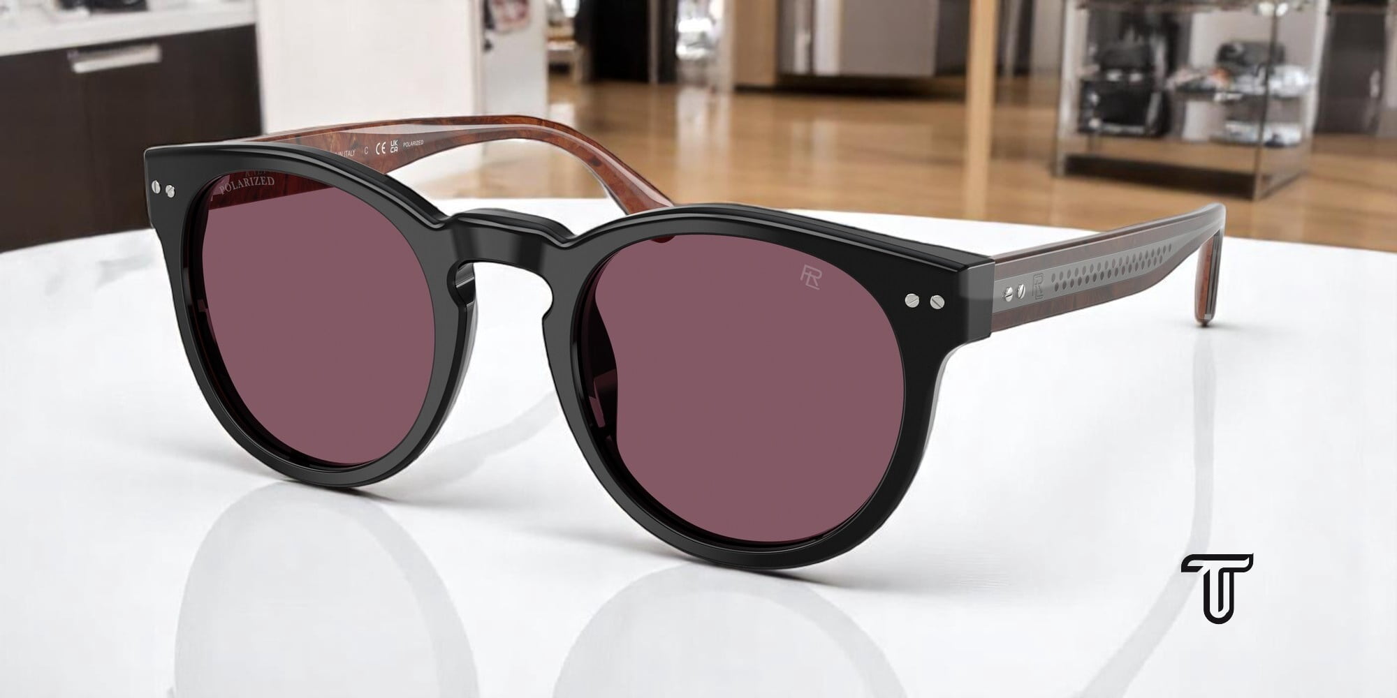 RALPH LAUREN RL8229U 53981A Black Solid Purple Polarized 50  display picture 1