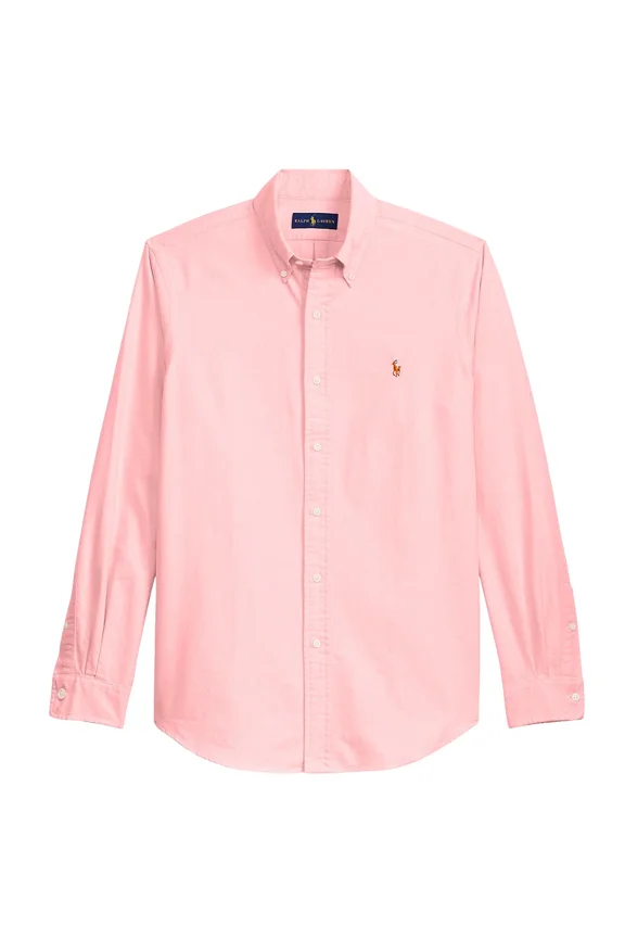 SLIM FIT OXFORD SHIRT, LONG SLEEVE, PINK FOR MENS