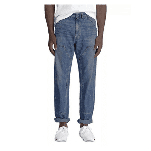 RALPH LAUREN Straight Fit Distressed Carpenter Jean Blue 33x32