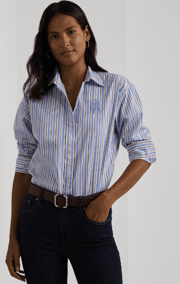 売れ筋商品|||ラルフローレン シャツ レディース トップス STRIPED EASY CARE COTTON SHIRT - Button-down blouse - black/white Striped Easy Care Cotton Shirt | Ralph Lauren