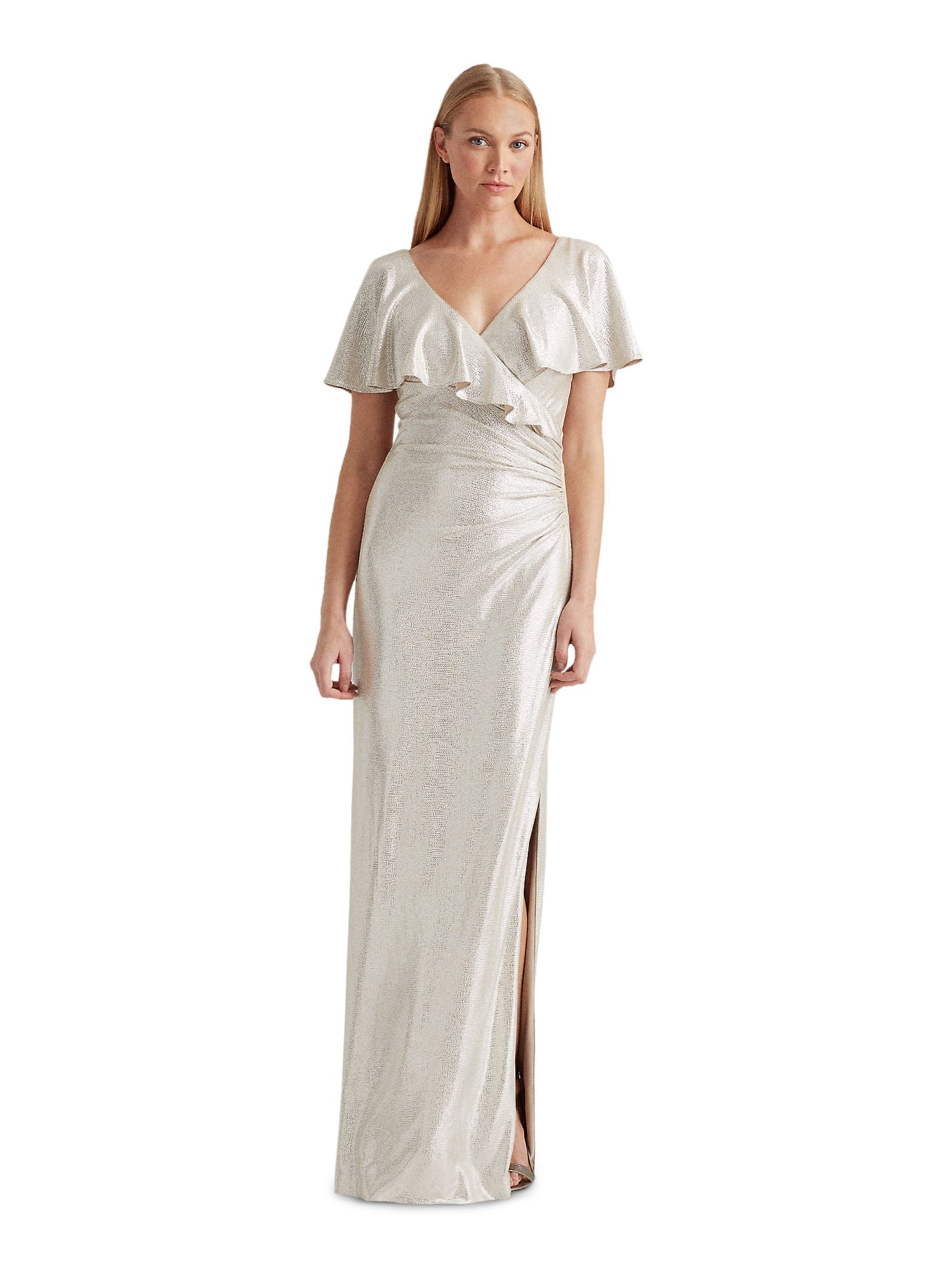 Lauren ralph lauren metallic surplice gown cheap