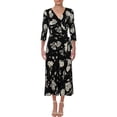 thumbnail image 1 of RALPH LAUREN Womens Black 3/4 Sleeve Midi Fit + Flare Evening Dress 12, 1 of 2