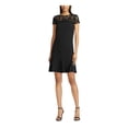 thumbnail image 1 of RALPH LAUREN Womens Black Jewel Neck Above The Knee Fit + Flare Dress 2, 1 of 4