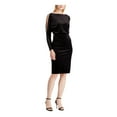 thumbnail image 1 of RALPH LAUREN Womens Black Long Sleeve Knee Length Sheath Evening Dress Size: 12, 1 of 4
