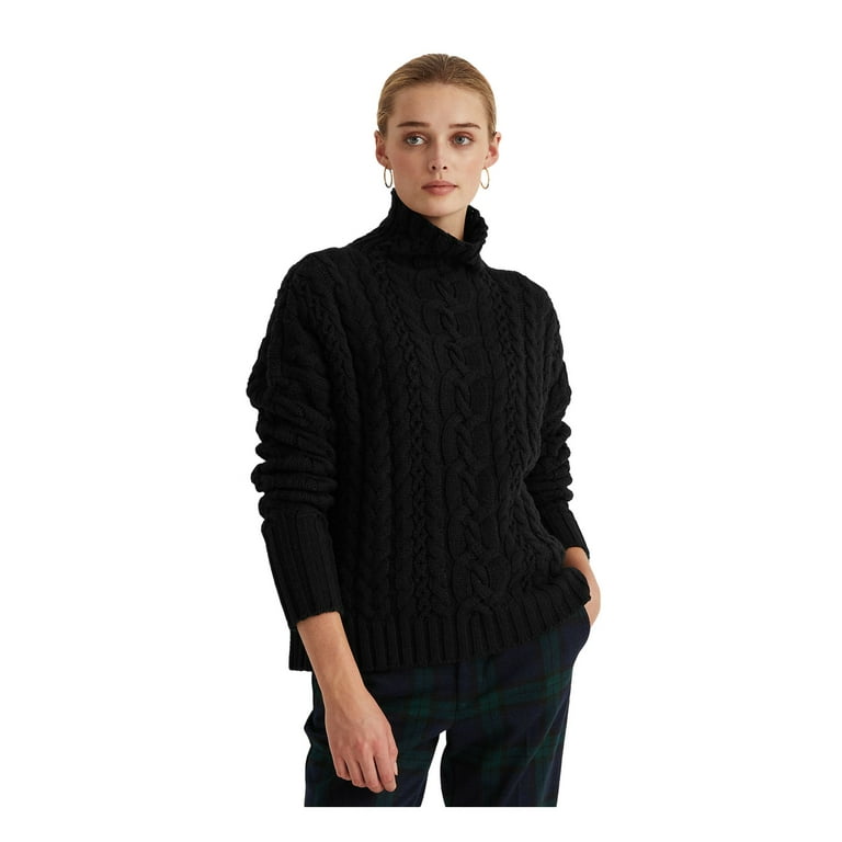 RALPH LAUREN Womens Black Long Sleeve Turtle Neck Sweater S 