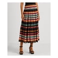 thumbnail image 1 of RALPH LAUREN Womens Black Zippered Elastic Waist Tiered Lined Striped Midi A-Line Skirt 12, 1 of 4