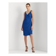 thumbnail image 1 of RALPH LAUREN Womens Blue Sleeveless Knee Length Sheath Cocktail Dress Size: 8, 1 of 2