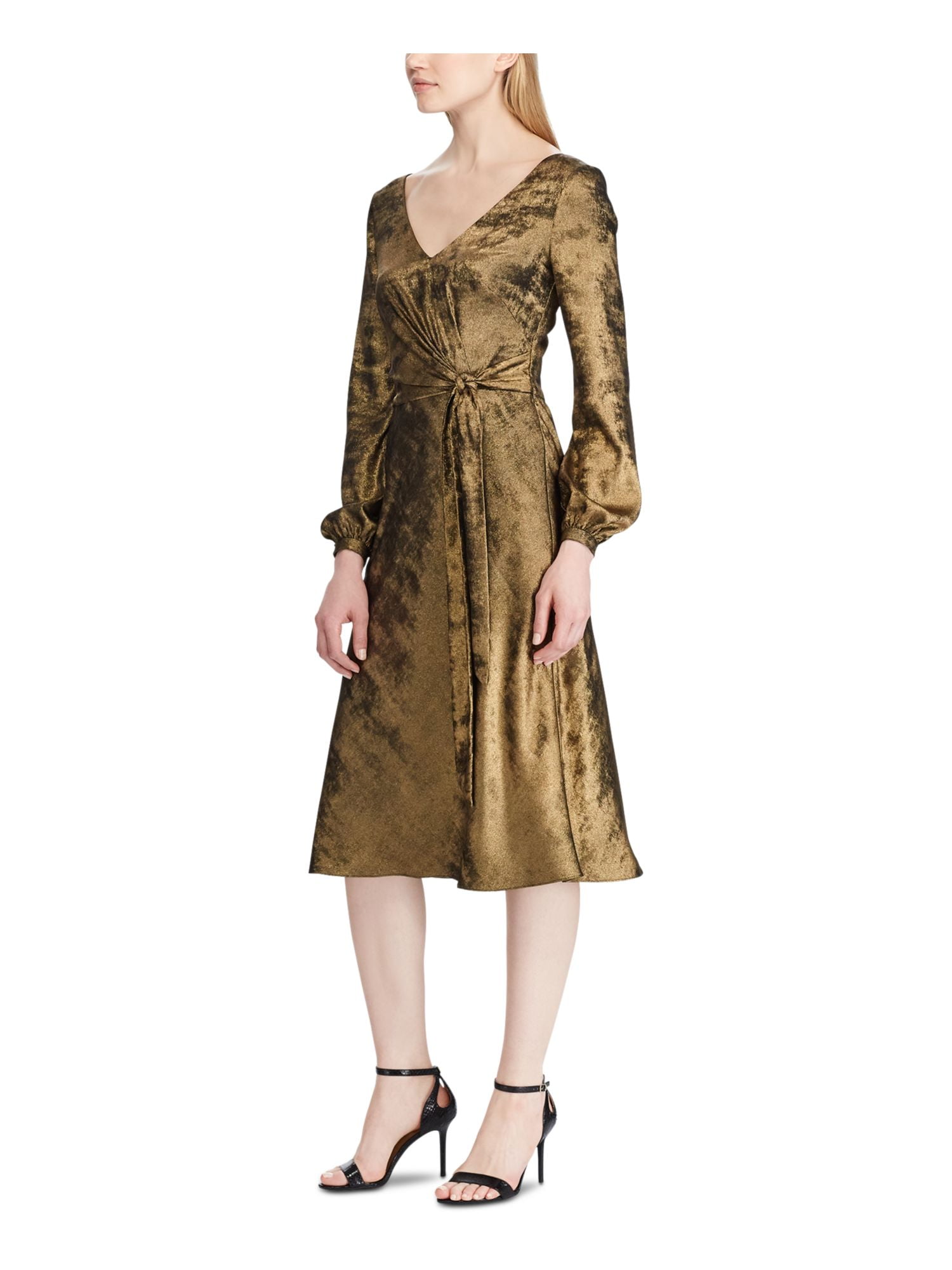 gold dress code Ralph Lauren Black Silk Chiffon Dress With Gold Braided Straps – The Kit  Vintage main image 1