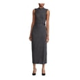 thumbnail image 1 of RALPH LAUREN Womens Gray Heather Sleeveless Tea-Length Sheath Dress Size: 10, 1 of 2