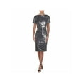 thumbnail image 1 of RALPH LAUREN Womens Gray Sequined Short Sleeve Boat Neck Knee Length Evening Shift Dress 4, 1 of 2