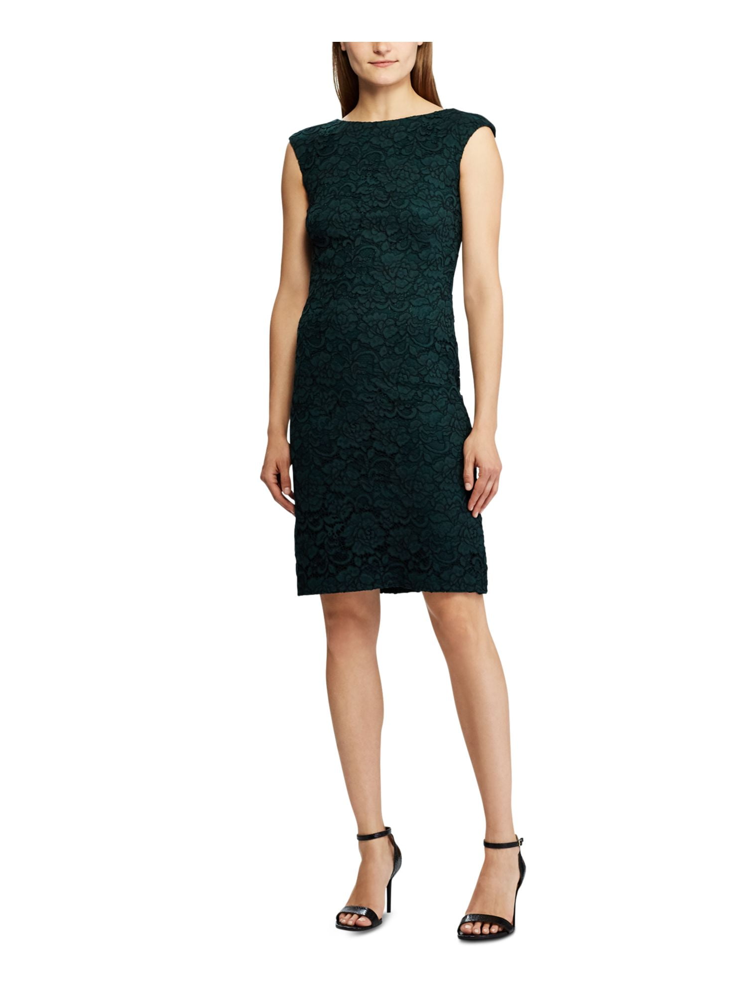 RALPH LAUREN Womens Green Sleeveless Boat Neck Knee Length Shift Dress  Size: 10 - Walmart Business Supplies